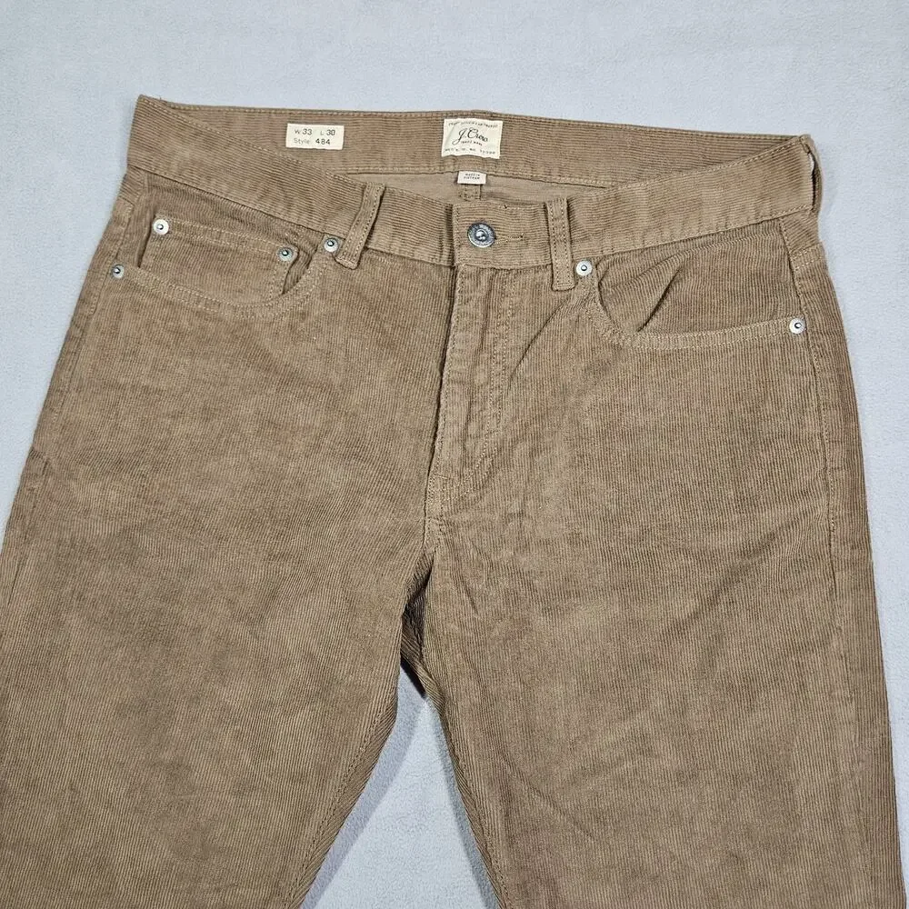 J.Crew 484 Corduroy Pants Mens 33x30* Brown Slim Straight Casual Preppy Academia